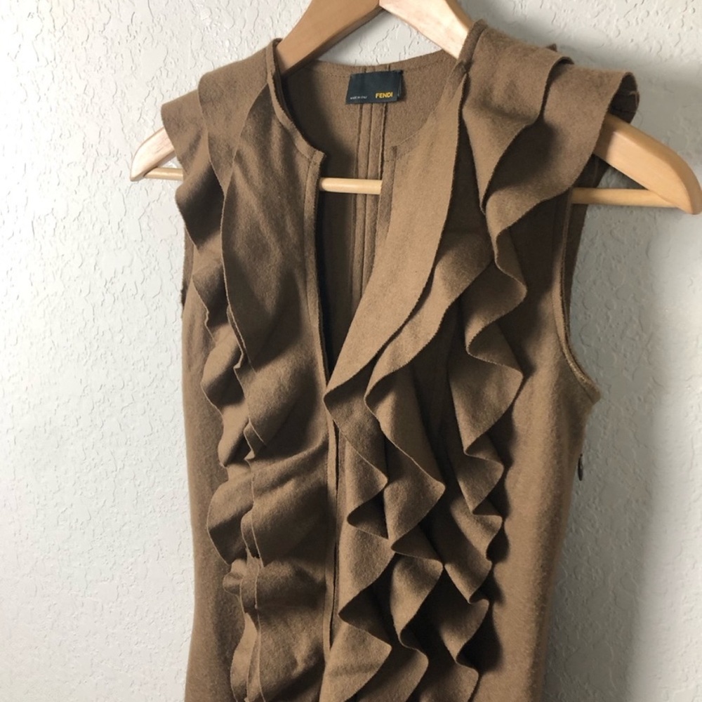 Fendi Dress Ruffle 100% Wool Sheath - Picture 5 of 11